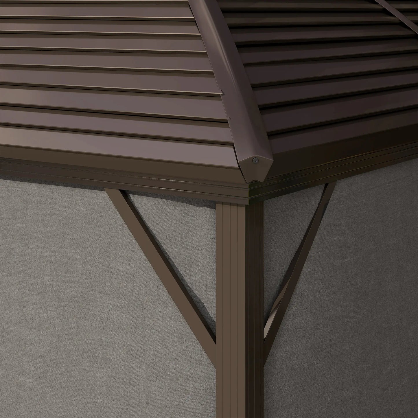 10' x 13' Hardtop Gazebo, Aluminum Canopy, Mesh Nettings, Dark Grey Gazebos at Gallery Canada