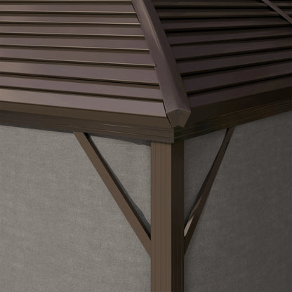 10' x 13' Hardtop Gazebo, Aluminum Canopy, Mesh Nettings, Dark Grey Gazebos at Gallery Canada