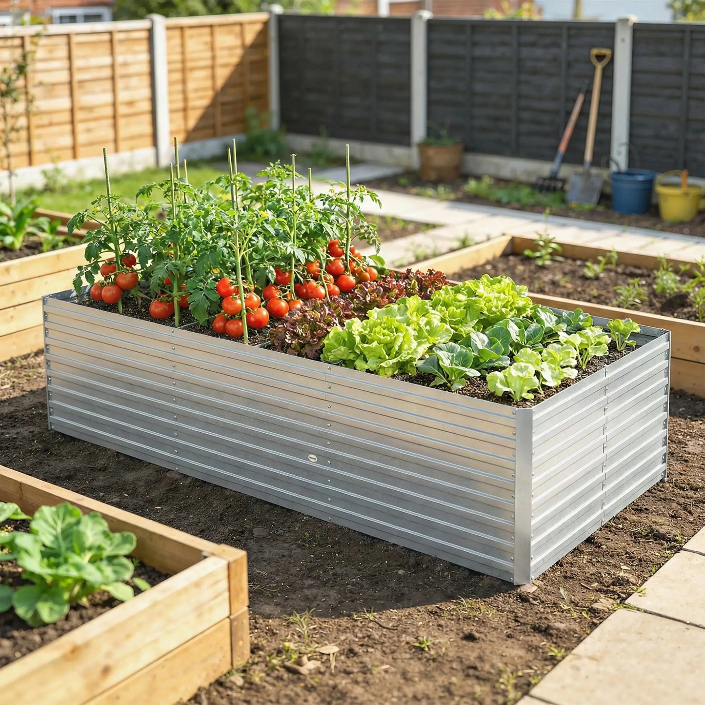 8' x 4' x 2' Raised Garden Bed, Galvanized Planter Box, Silver Galvanized Planter Boxes at Gallery Canada