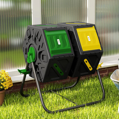 Rotating Composter, Dual Chamber, 34.5 Gallon, Yellow and Green Garden Accessories at Gallery Canada