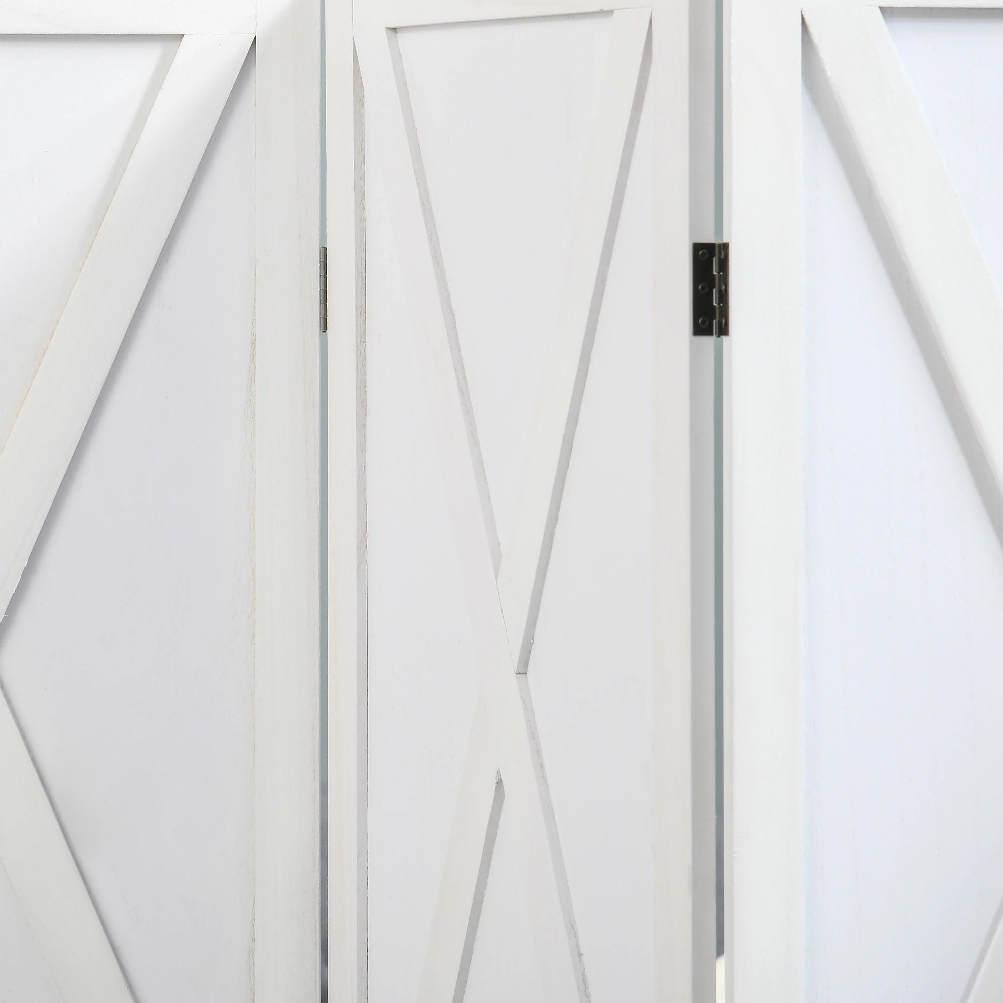 4-Panel Farmhouse Room Divider, Foldable Wooden Frame 5.6FT, White Room Dividers at Gallery Canada