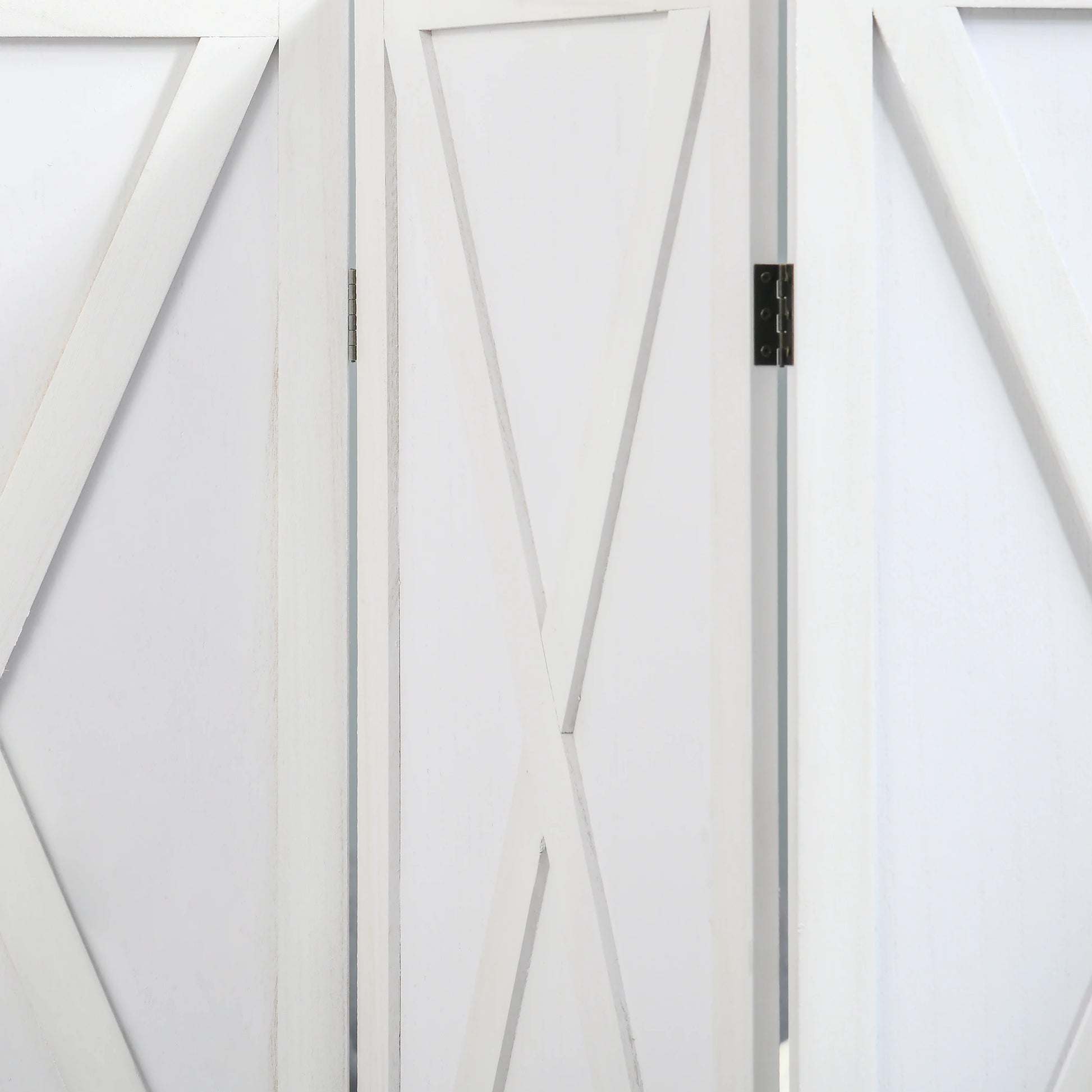 4-Panel Farmhouse Room Divider, Foldable Wooden Frame 5.6FT, White Room Dividers at Gallery Canada