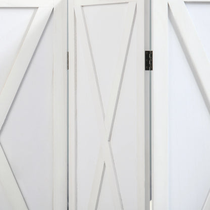 4-Panel Farmhouse Room Divider, Foldable Wooden Frame 5.6FT, White Room Dividers at Gallery Canada