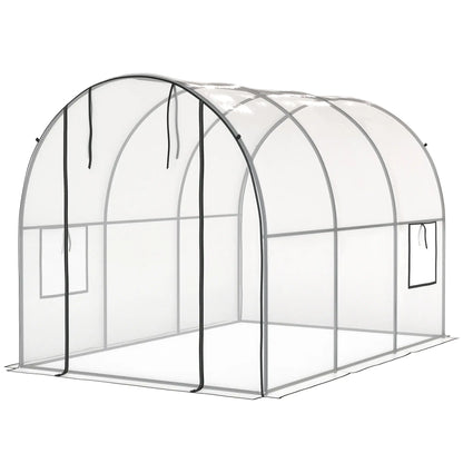 Polytunnel Greenhouse, Roll-Up Door, Mesh Window, 3 x 2 x 2 m, Clear