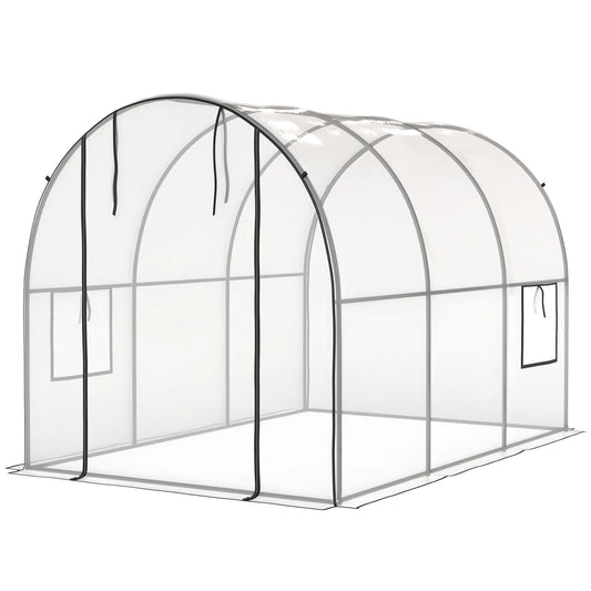 Polytunnel Greenhouse, Roll-Up Door, Mesh Window, 3 x 2 x 2 m, Clear