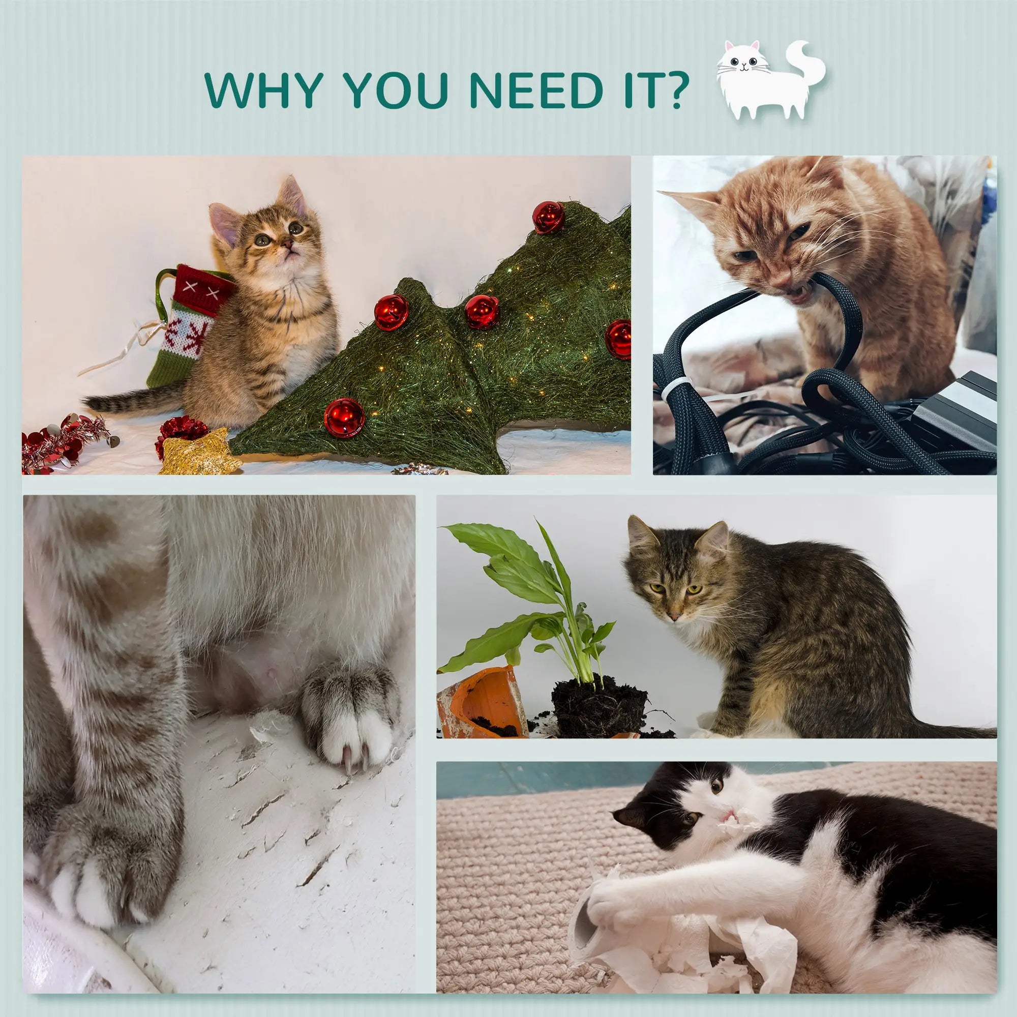 Wall-Mounted Cat Shelf, 4 Platforms, 3 Scratching Posts, Light Grey Cat Climbing Wall at Gallery Canada