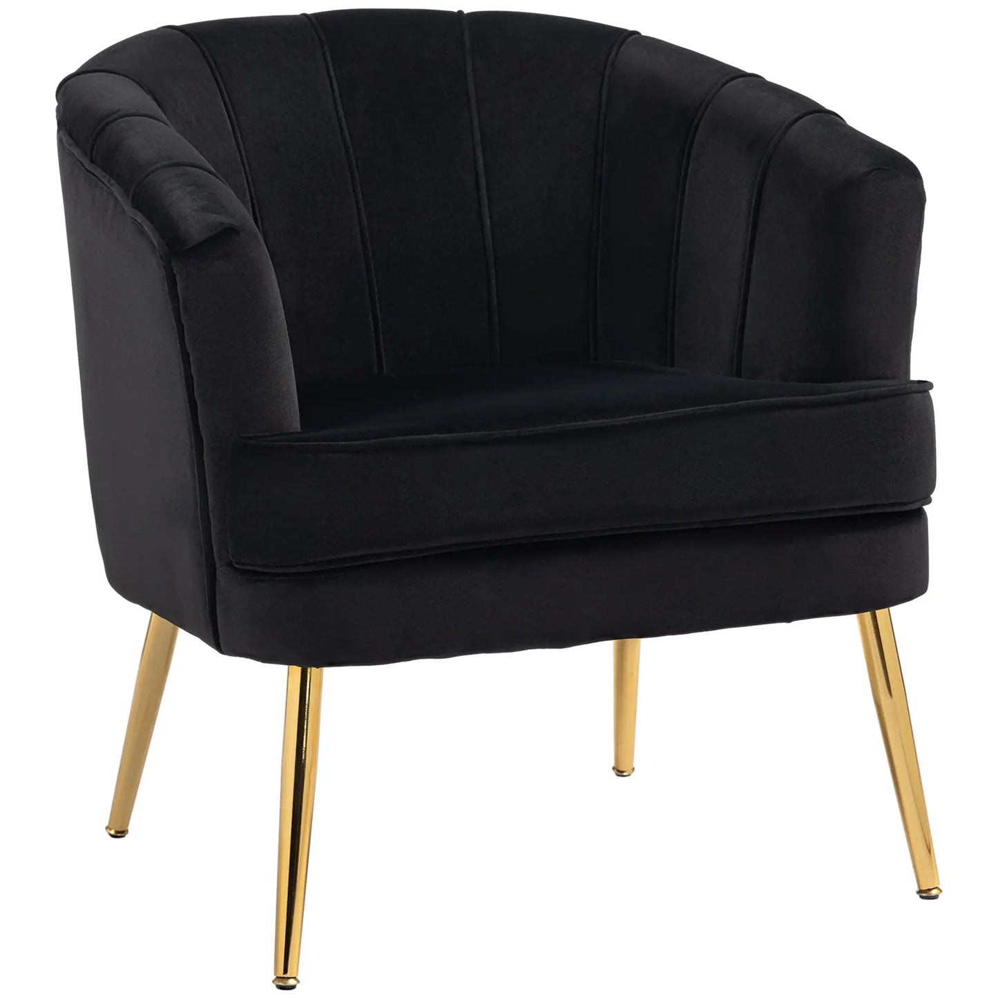 Modern Fabric Armchair, Gold Metal Legs, Living Room, Black Accent Chairs at Gallery Canada