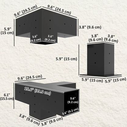 12PCS Pergola Brackets Kit, 3-Way And 4-Way Corner Brackets For 4"x4" Lumber Pergolas at Gallery Canada