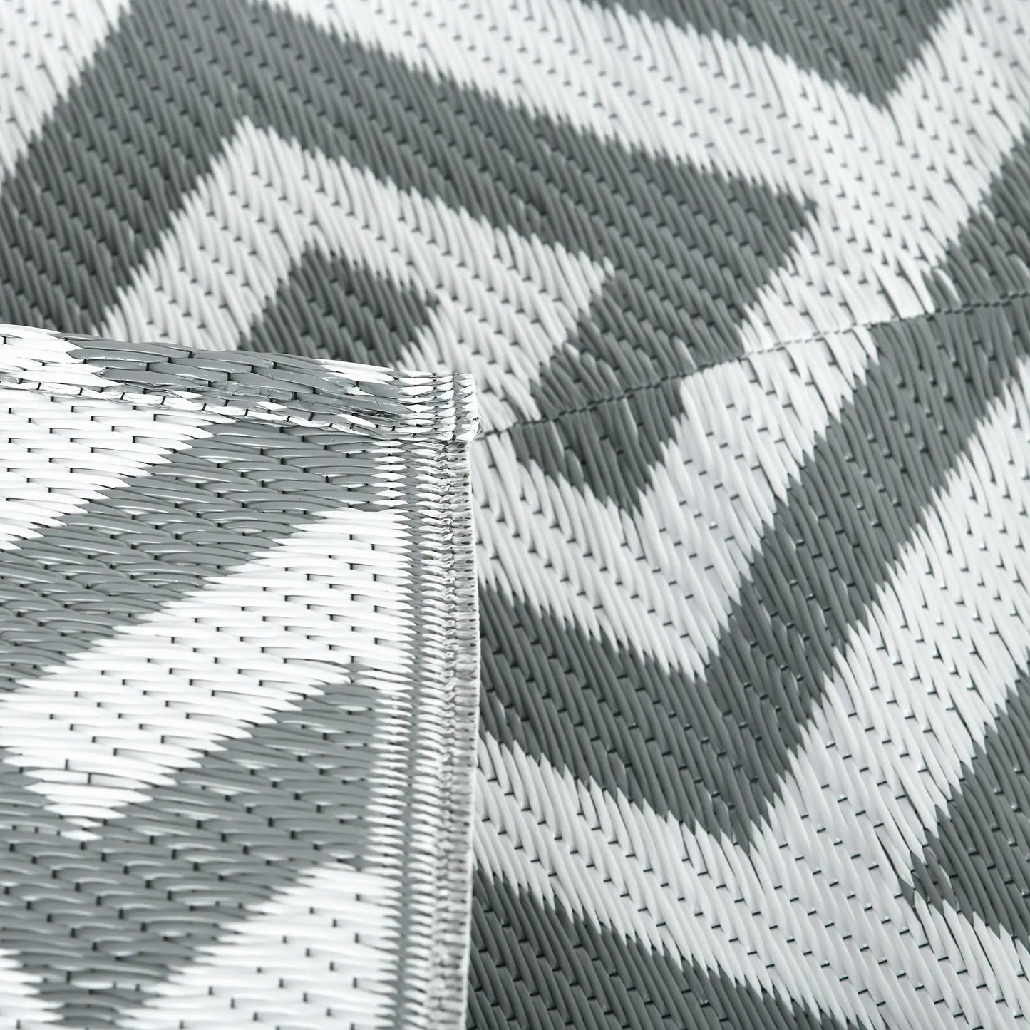 Reversible Outdoor RV Rug, Patio Floor Mat, 5' x 8', Grey & White Garden Decor at Gallery Canada