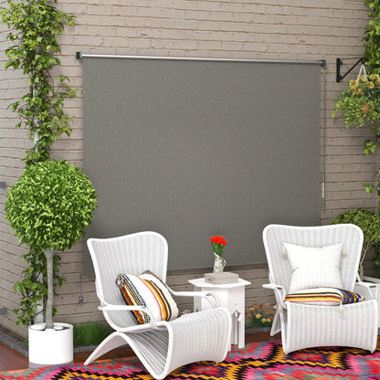 8' x 6' Outdoor Roller Shades, Cordless Patio Door Blinds, Light Grey Side Awnings at Gallery Canada