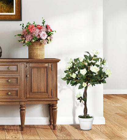 3FT White Rose Artificial Plant In Pot, Fake Plant For Indoor Decor, White Artificial Trees at Gallery Canada