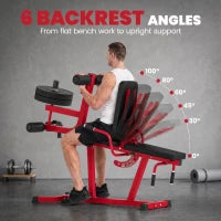 Machine de musculation 3-en-1 pour extension et flexion des jambes, banc de musculation réglable de 660 LBS, rouge