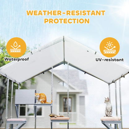 79" Extra Large Metal Outdoor Catio, Waterproof Cover, Resting Box, 4 Platforms Outdoor Cat Enclosures at Gallery Canada