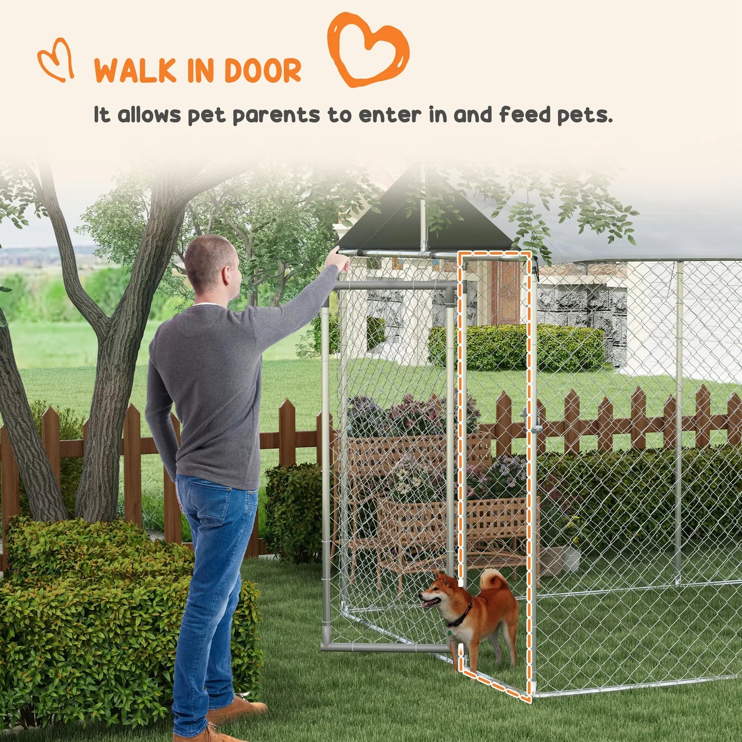 19.7' x 7.5' x 7.5' Outdoor Dog Kennel, Waterproof UV Resistant Cover, Silver Houses, Kennels & Pens at Gallery Canada