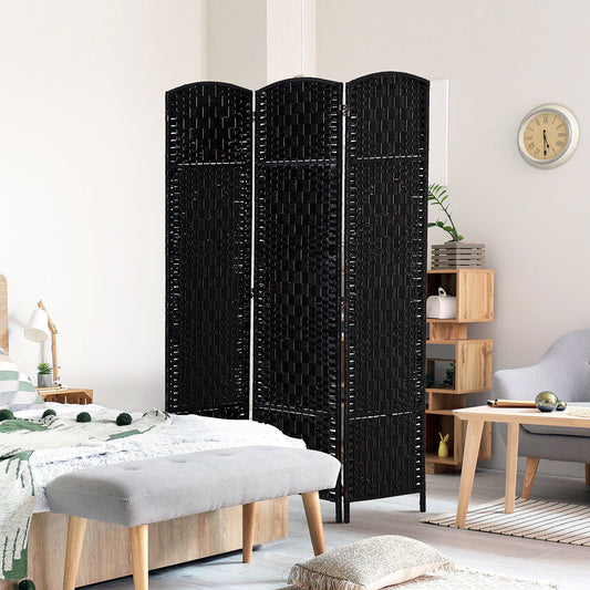 6ft Folding Room Divider, 3 Panel Wall Partition with Wooden Frame for Bedroom, Home Office, Black - Gallery Canada
