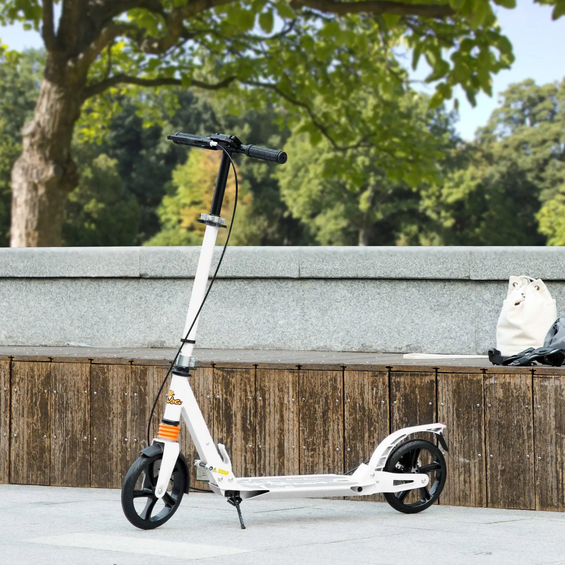Foldable Kids Scooter, 4 Adjustable Heights, Double Brakes, Shock Absorption, Ages 6-12, White Scooters at Gallery Canada