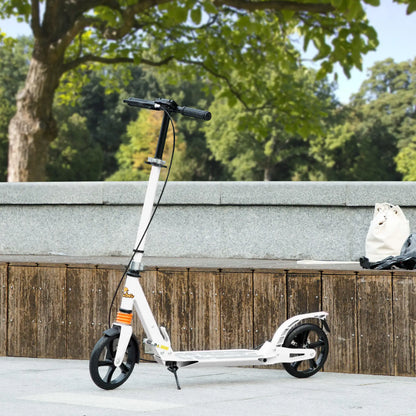 Foldable Kids Scooter, 4 Adjustable Heights, Double Brakes, Shock Absorption, Ages 6-12, White Scooters at Gallery Canada
