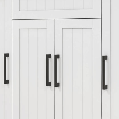 Modern Kitchen Island Cart, Natural Wood Top, Towel Rack, Door Storage, White Kitchen Islands & Kitchen Carts at Gallery Canada