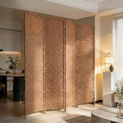 6ft Folding Room Divider, 4 Panel Wooden Frame, Natural Room Dividers at Gallery Canada
