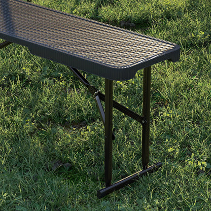 6FT 3PCS Faux Rattan Outdoor Table Bench Set, Folding Picnic Table with 2 Benches, Black Picnic Tables & Camping Chairs at Gallery Canada
