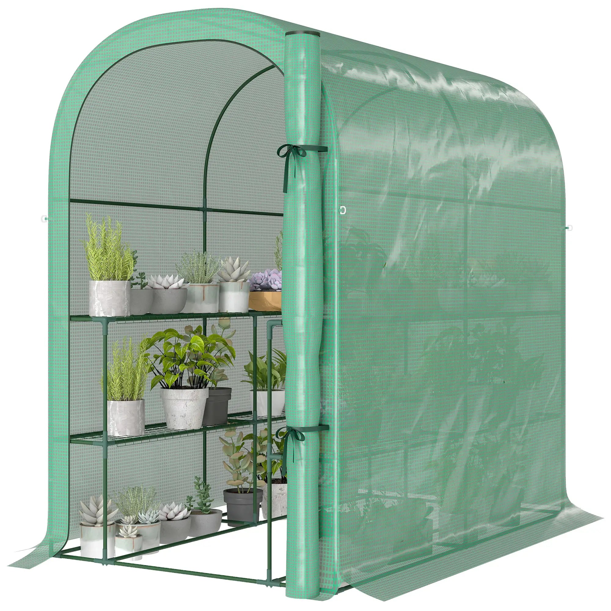 Walk-In Mini Greenhouse With Shelves, Portable Outdoor, 123 x 187 x 189 cm, Green Portable Greenhouses Green at Gallery Canada