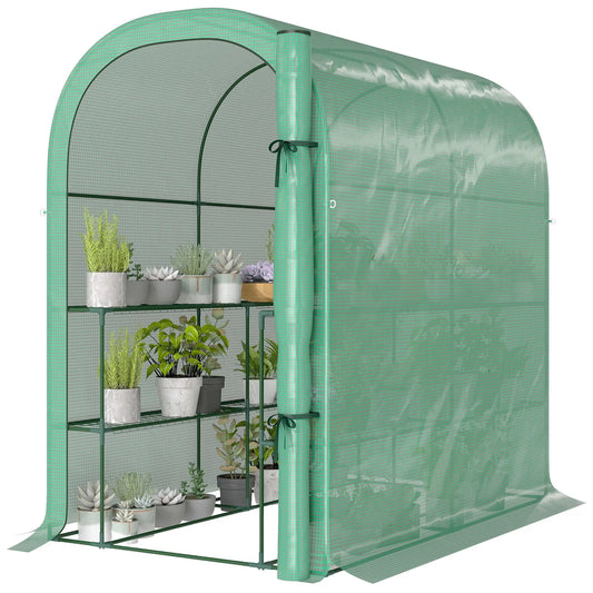 Walk-In Mini Greenhouse With Shelves, Portable Outdoor, 123 x 187 x 189 cm, Green Portable Greenhouses Green at Gallery Canada