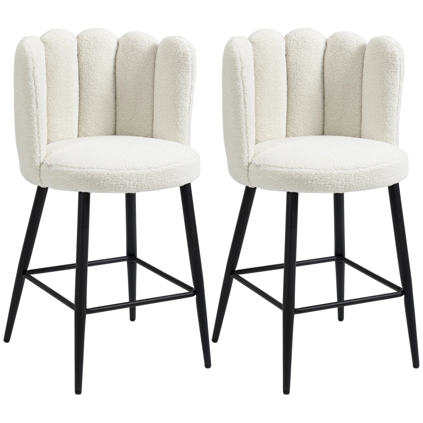 Faux Cashmere Bar Stools, Set of 2, Counter Height, 20.5"x19.7"x36.6", Cream Bar Stools Cream at Gallery Canada