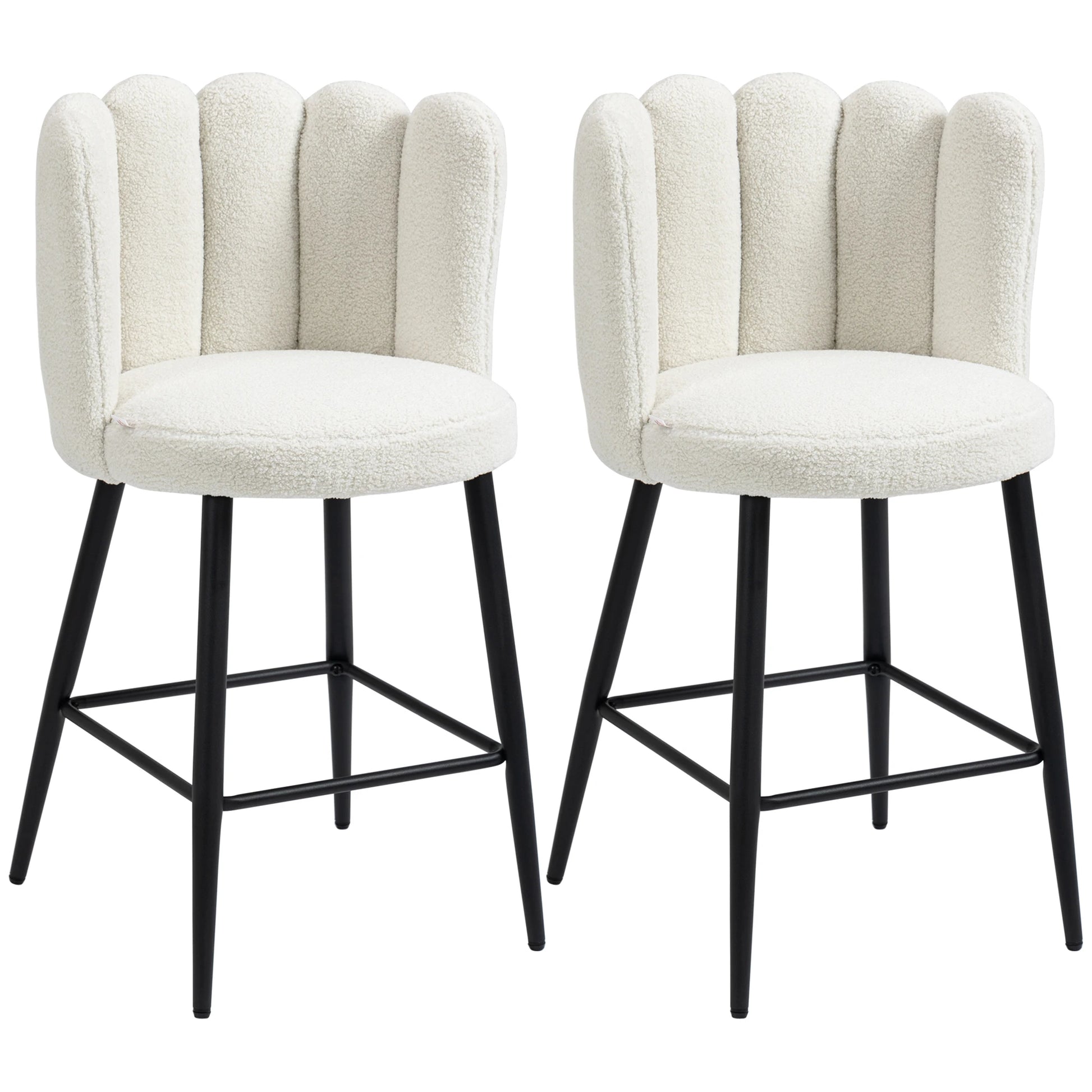 Faux Cashmere Bar Stools, Set of 2, Counter Height, 20.5"x19.7"x36.6", Cream Bar Stools Cream at Gallery Canada