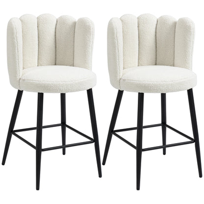 Faux Cashmere Bar Stools, Set of 2, Counter Height, 20.5"x19.7"x36.6", Cream Bar Stools Cream at Gallery Canada