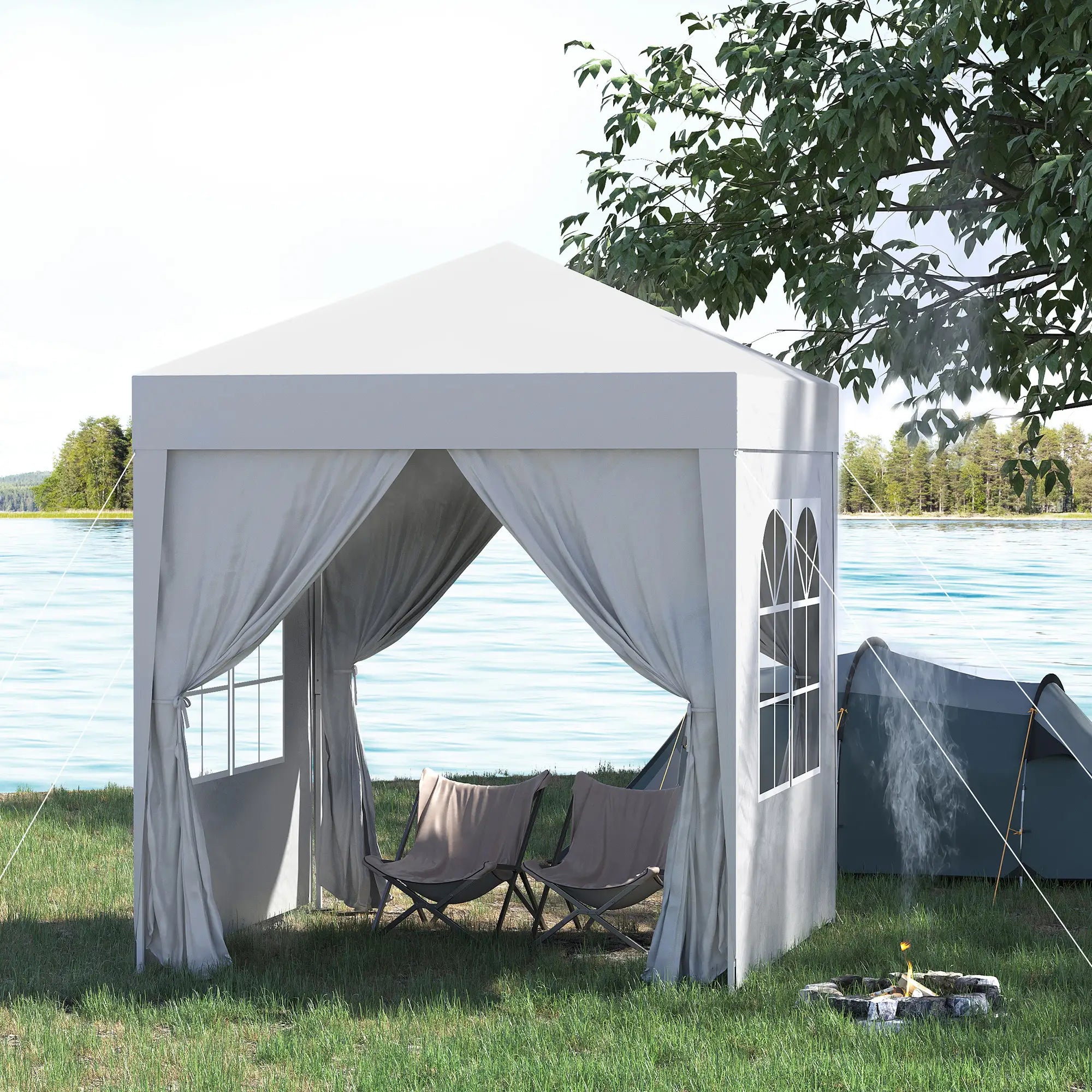 6.6'x6.6' Pop Up Canopy Tent, Instant Sun Shelter, White Pop Up Canopies at Gallery Canada
