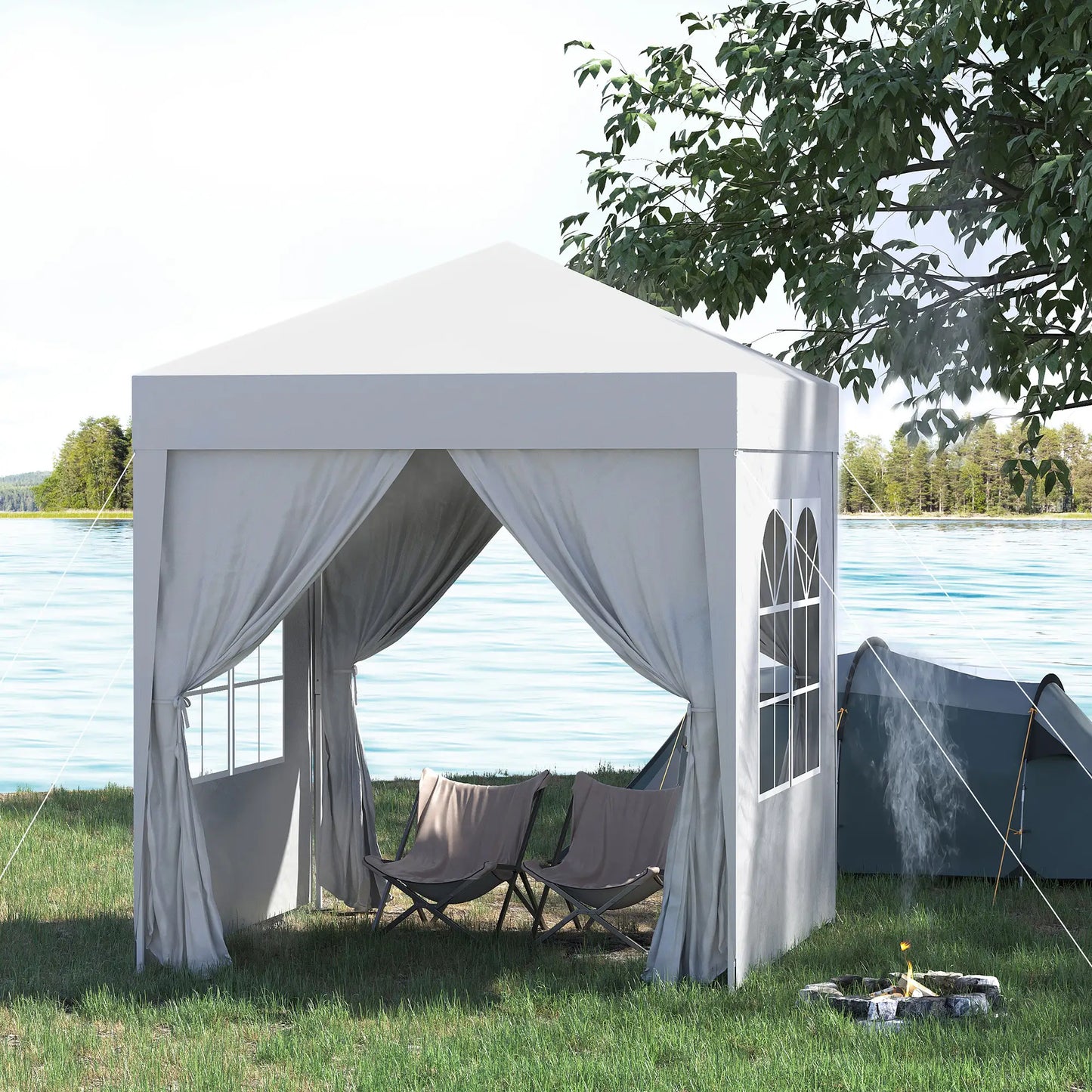 6.6'x6.6' Pop Up Canopy Tent, Instant Sun Shelter, White Pop Up Canopies at Gallery Canada