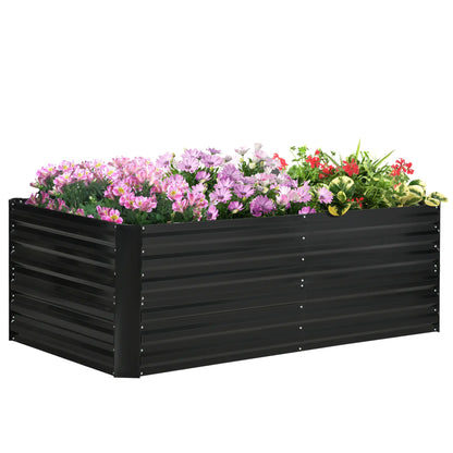 Galvanized Raised Garden Bed, Steel Outdoor Planter, 71" x 35" x 23", Black Raised Garden Beds at Gallery Canada