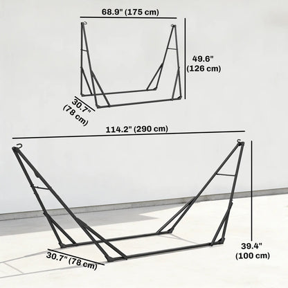 9.5ft Portable Adjustable Foldable Steel Hammock Stand, Black Hammock Stands at Gallery Canada