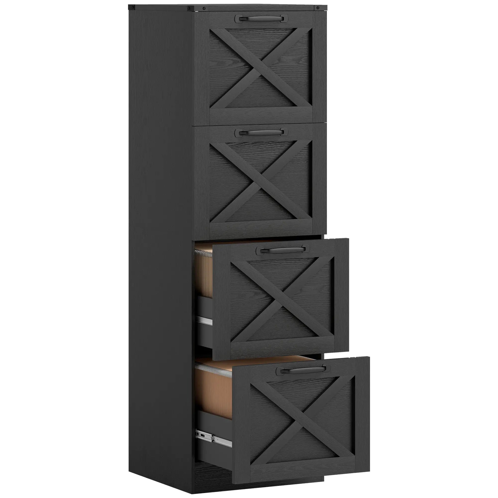 4-Drawer File Cabinet, Vertical Farmhouse, Fits A4, Black Office Cabinets & Cupboards at Gallery Canada