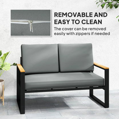 2 Seater 5" Thick Outdoor Seat Cushions, 7" Backrest, Light Grey Patio Chair Cushions at Gallery Canada