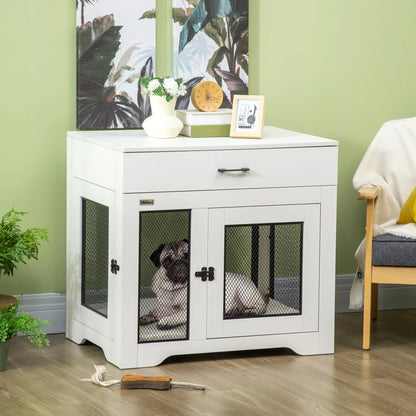 Dog Crate Furniture with Cushion, 2 Doors, Storage, White Houses, Kennels & Pens at Gallery Canada
