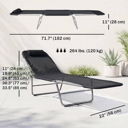 Portable Adjustable Reclining Lounge Chair, Folding Chaise, Black Lounger Chairs at Gallery Canada