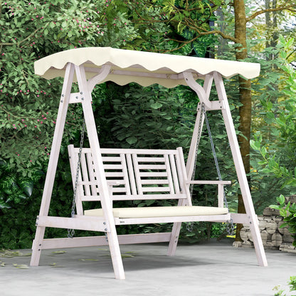 2 Seater Patio Swing with Stand, Canopy, Cushion, Wooden Bench Patio Swings with Stand at Gallery Canada