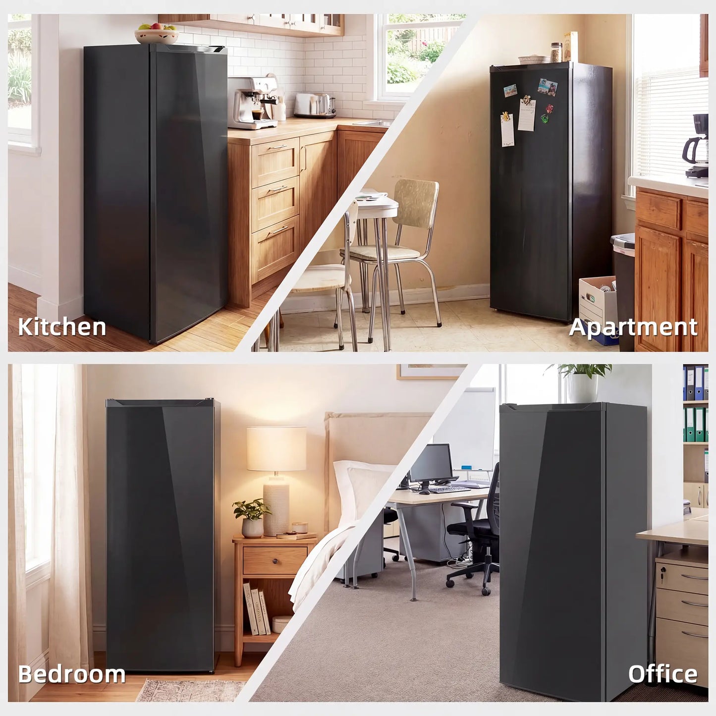 7.0 Cu.Ft Upright Freezer, 6 Adjustable Shelves, Reversible Door, Black Small Kitchen Appliances at Gallery Canada
