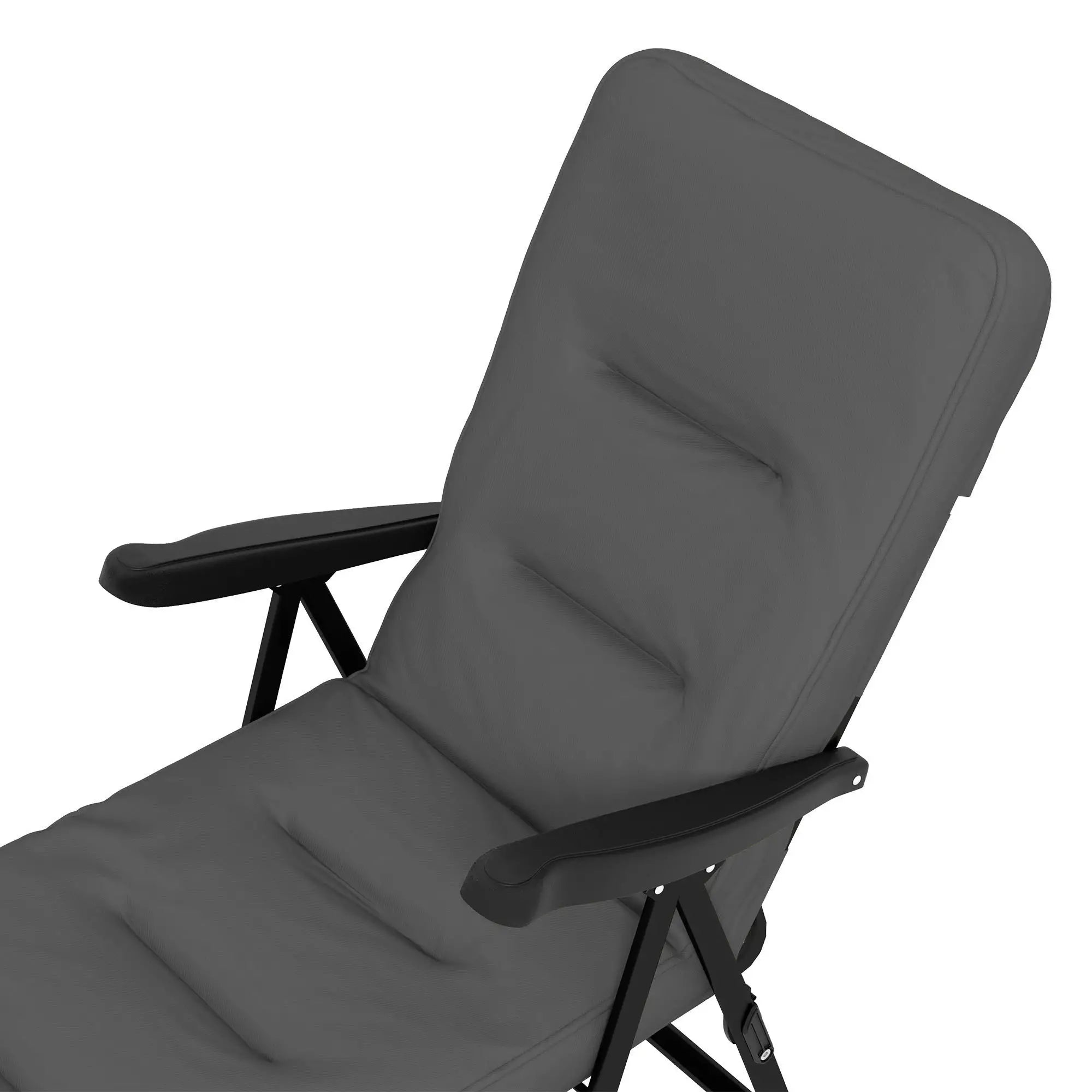 Outdoor Lounge Chair with Padded Cushion, Folding Reclining, Light Grey Lounger Chairs at Gallery Canada