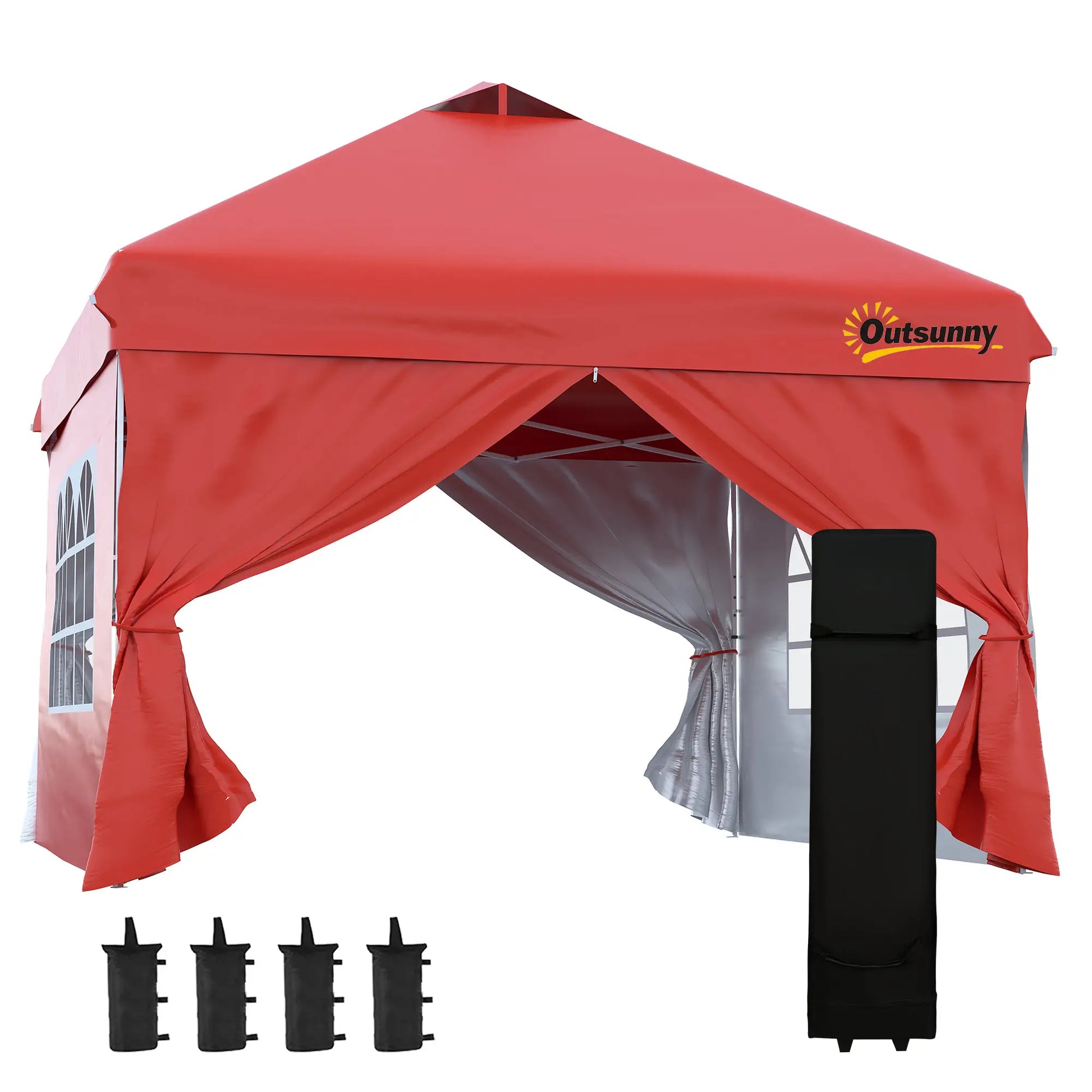 10' x 10' Pop Up Canopy Tent, Instant Sun Shelter, Red Pop Up Canopies Red at Gallery Canada