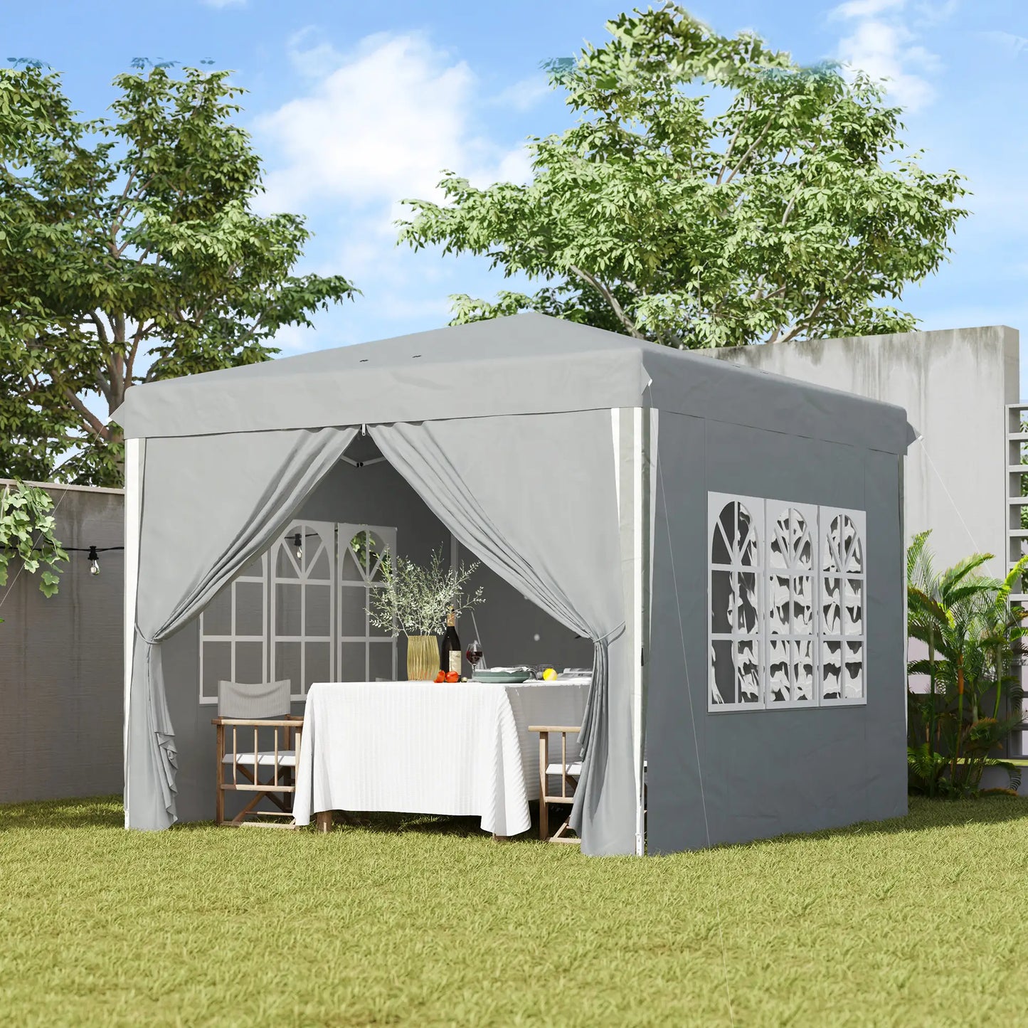 10' x 10' Pop-Up Canopy Tent, Sidewalls, Adjustable Height, Light Grey Pop Up Canopies at Gallery Canada