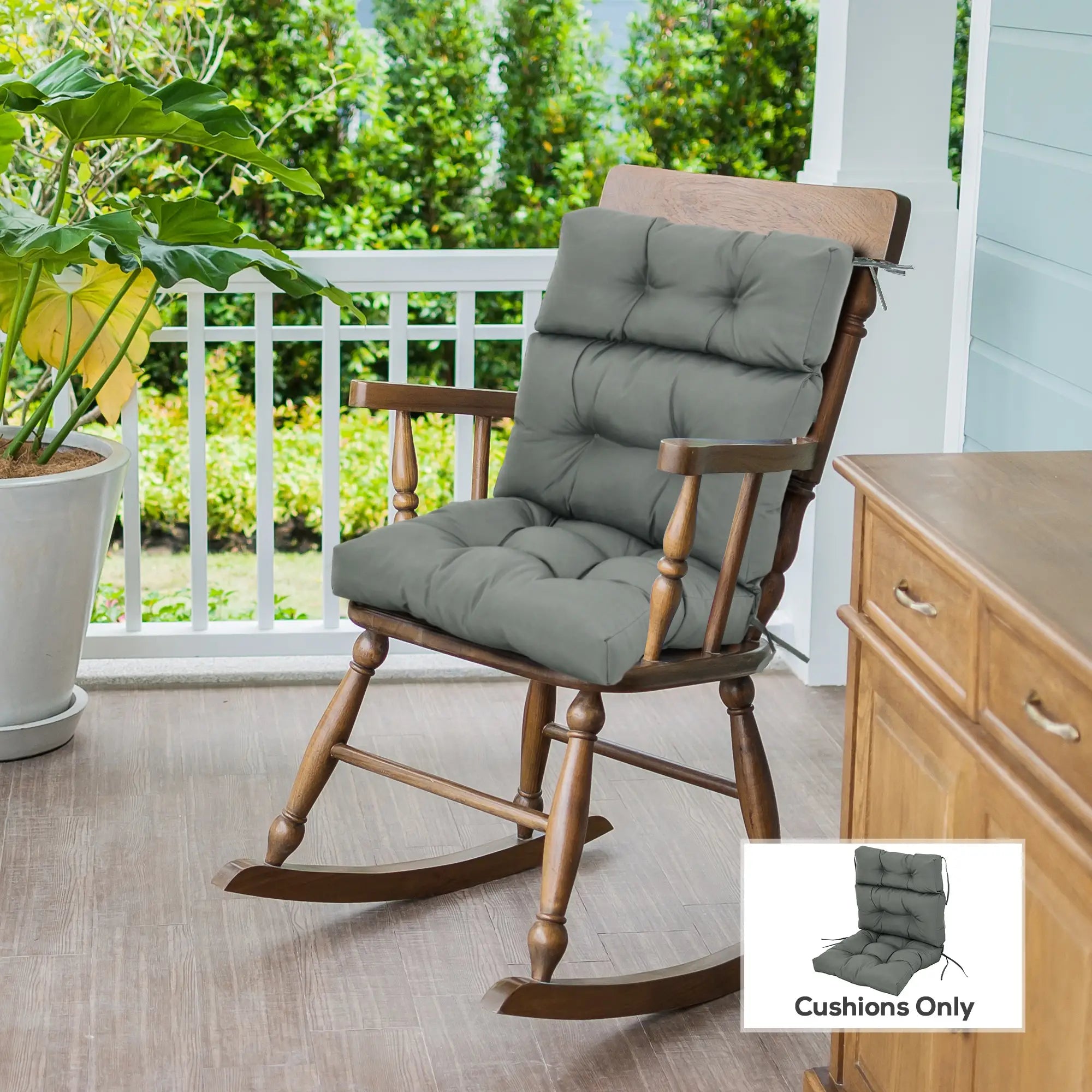 Outdoor Patio Chair Cushion, Tufted with Thick Filling, Dark Grey Patio Chair Cushions at Gallery Canada