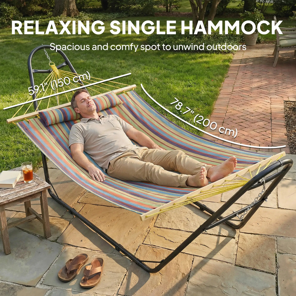 Heavy Duty Camping Hammock With Stand, Detachable Pillow, 264 lbs Capacity, Multicolor Hammocks with Stand at Gallery Canada
