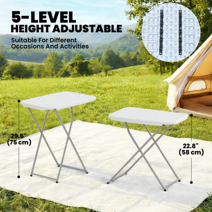 Folding Picnic Table, 30" x 20", 5-Level Height Adjustment, White Picnic Tables & Camping Chairs at Gallery Canada
