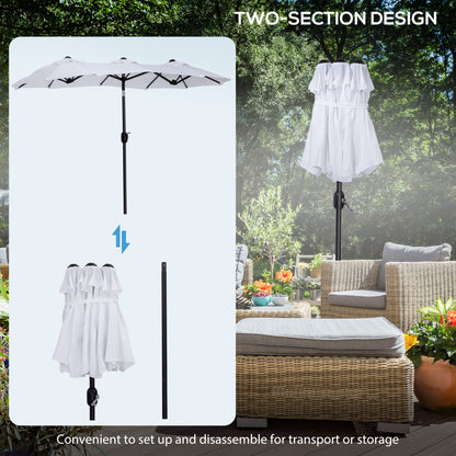 9.5' Double-sided Outdoor Patio Umbrella with Tilt, Crank and Vents, Cream White at Gallery Canada
