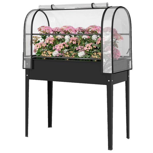 Metal Raised Garden Bed With Greenhouse Cover, Black Raised Garden Beds Black at Gallery Canada