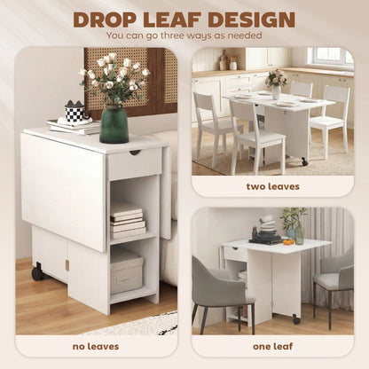 Folding Dining Table With Storage Drop Leaf, White Dining Tables at Gallery Canada