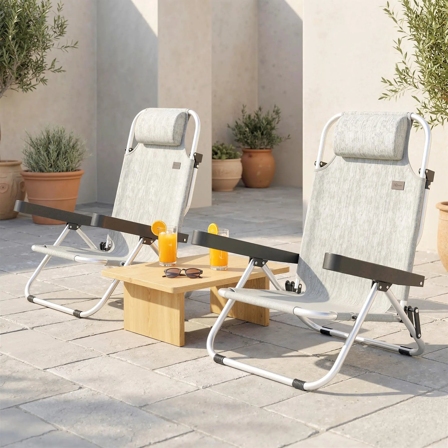 Folding Lounge Chair Set, Reclining Outdoor Chairs, 4-Position Adjustable Lounger Chairs at Gallery Canada