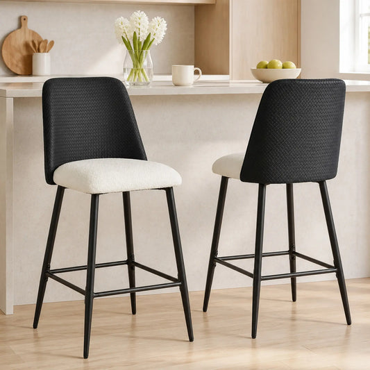 Counter Height Bar Stools Set of 2, 26", Black Bar Stools Black, Beige at Gallery Canada